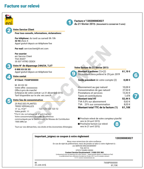 Facture recto eni